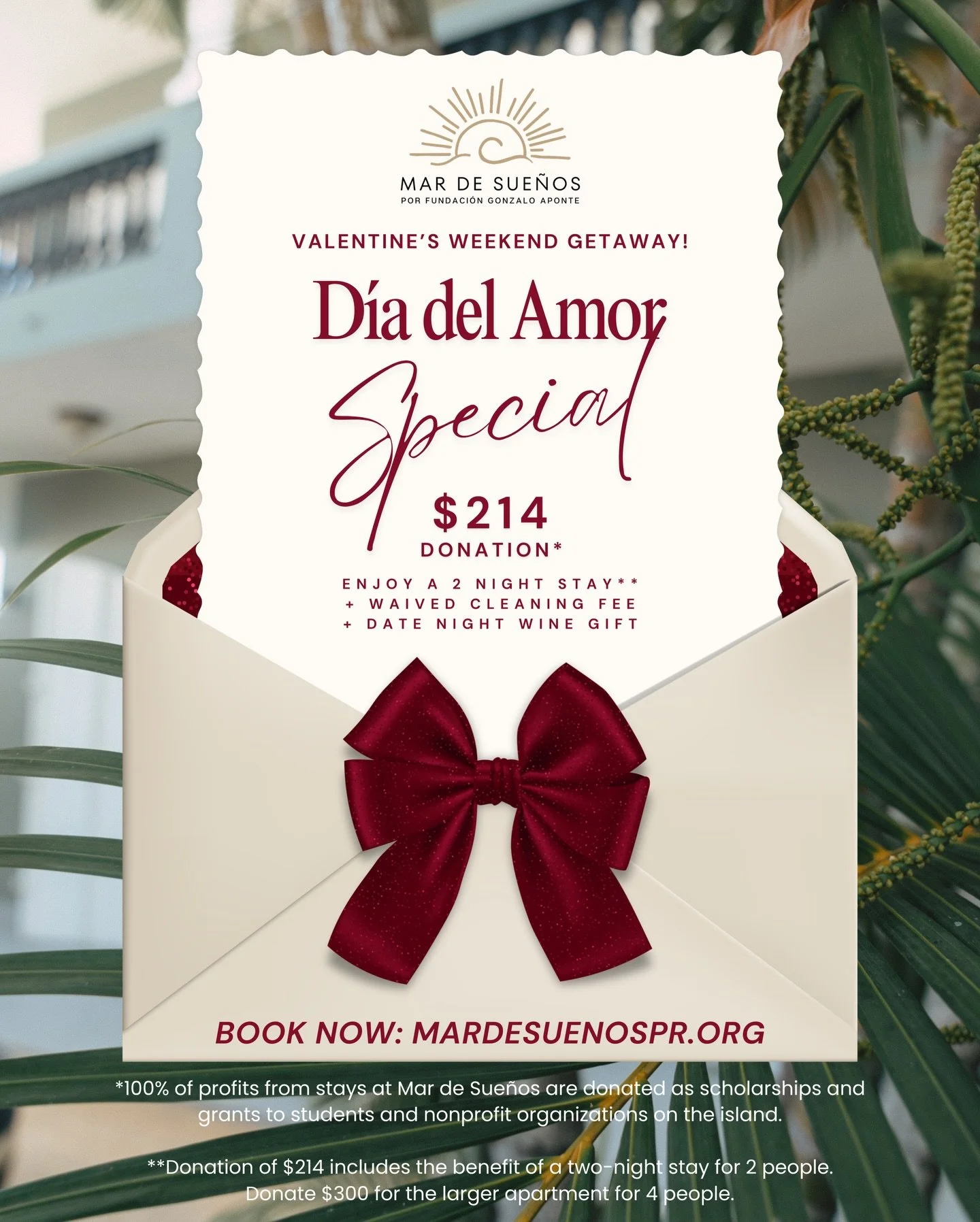 It's not too late to surprise your Valentine with a weekend getaway in paradise 🏝️💖✨

We're waiving cleaning fees and throwing in some Valentine's surprises 🍷 Stay Friday-Sunday or Saturday-Monday. One night stays also available.

As always, your 