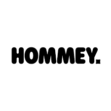 Text that says 'HOMMEY_' in bold black letters on a white background.
