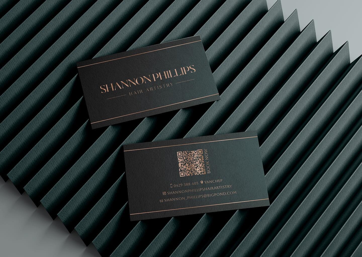 Business cards created for @shannonphillipshairartistry 🖤 

A well designed business card doesn&rsquo;t just tell people your name and contact info, it helps people understand who you are and what your style is. 

If your business cards stand out I&