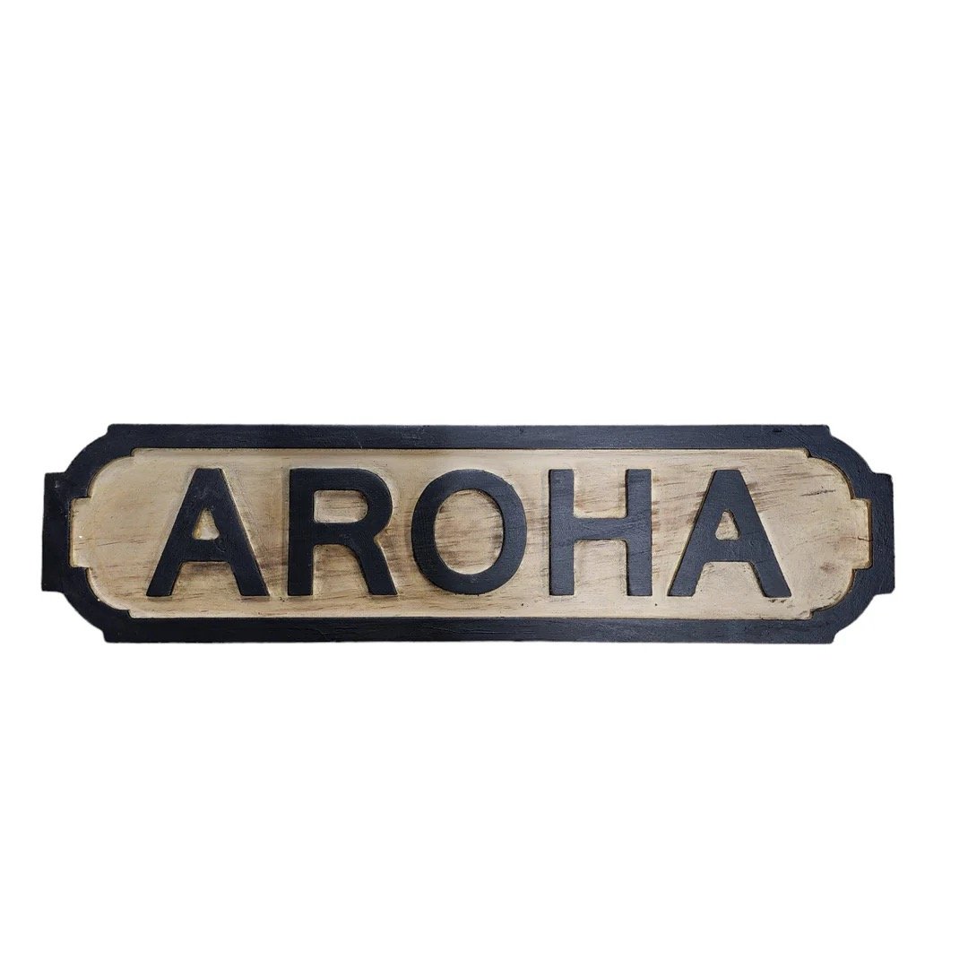 Wooden AROHA Sign