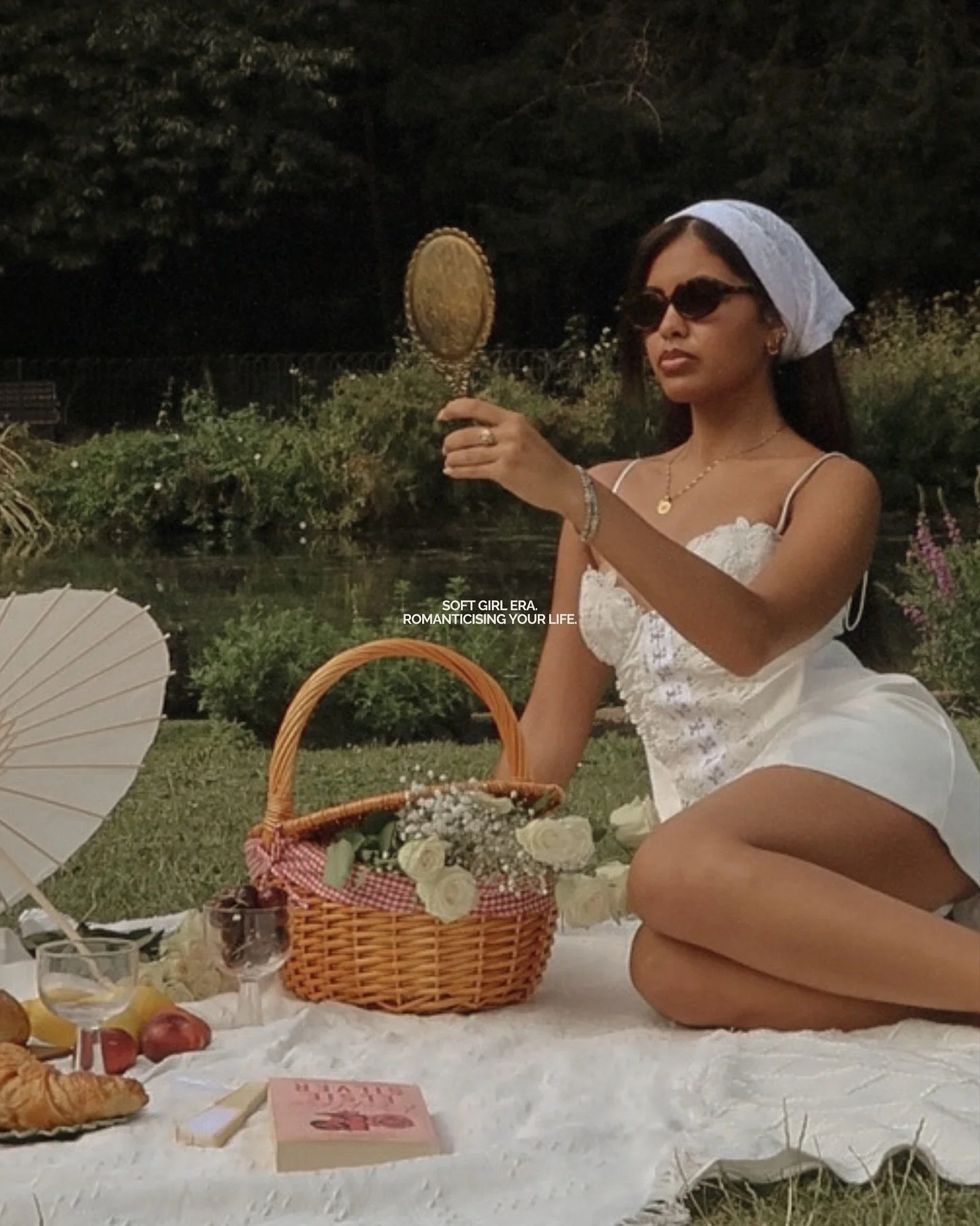 Soft girl summer energy, captured for @chosennumber 🧺 a dreamlike picnic moment, blending digital and camcorder nostalgia
We had the chance to shoot with Chosen Number during summer, reliving our dream picnic set 🤍 soft fabrics, golden light, and