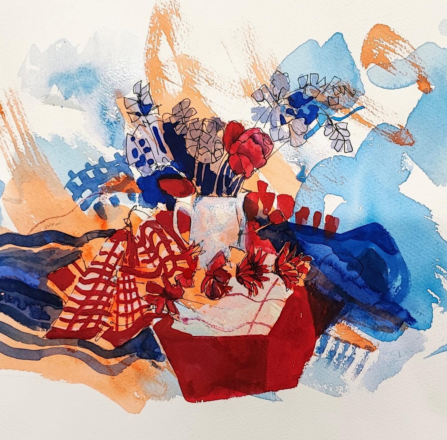 18th May. Red, white &amp; blue still-life event
This week the group held a still-life exercise painting objects of the aforementioned colours.  We saw some striking watercolour, ink and oil pastel work. 
#hallamartgroup #sheffieldartists #stilllife 
