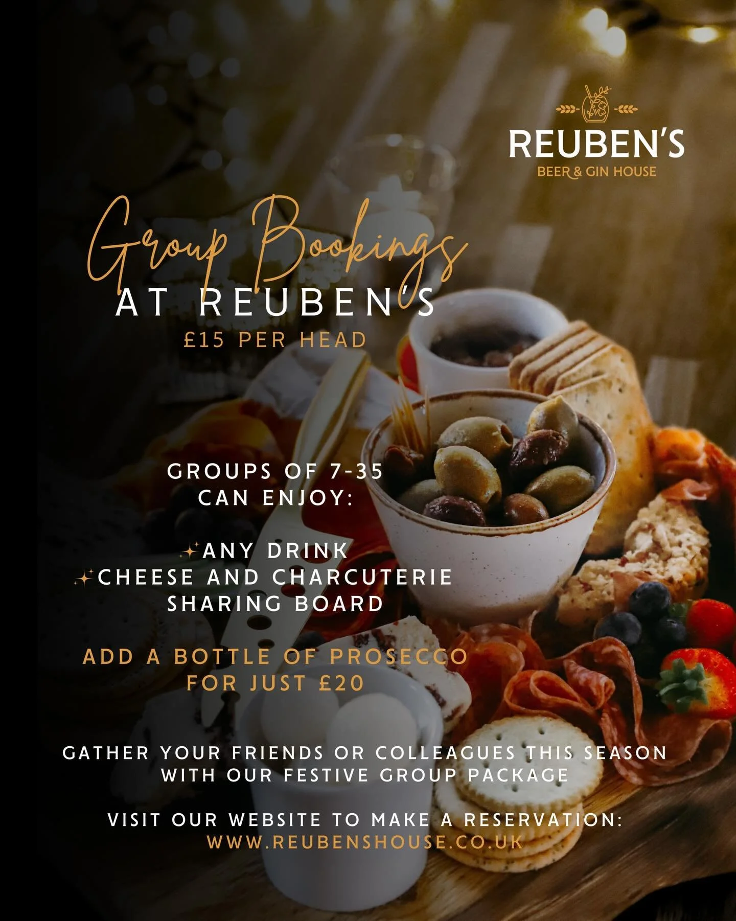 ✨ Bring your favourite people together this season at Reuben&rsquo;s ✨

🎉From family get-togethers to festive nights with friends or colleagues, our group packages are made for good times, great drinks and plenty of cheer 🤩
Bigger booking? You&rsqu