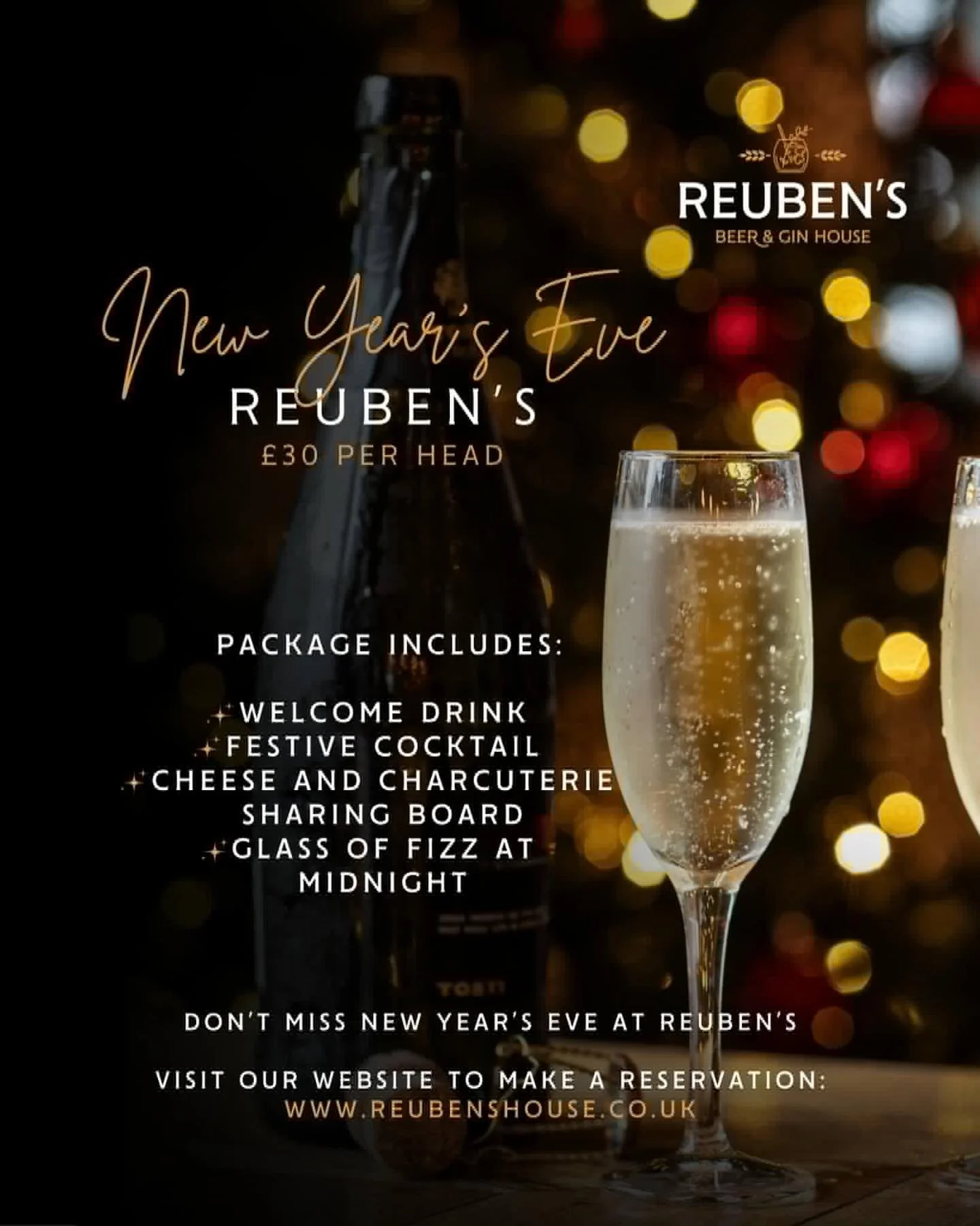 ✨ Still no New Year&rsquo;s Eve plans? No stress, we&rsquo;ve got you ✨

Join us at Reuben&rsquo;s for a festive night of great drinks, cosy vibes and tasty cheese &amp; charcuterie boards shared with your favourite people as we ring in 2026 together