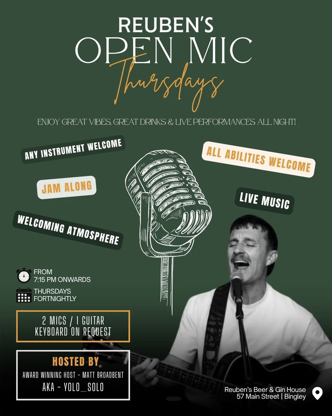 🎤 NEW OPEN MIC NIGHT IS COMING TO REUBEN&rsquo;S! 🎶

We&rsquo;re SO excited to be introducing our brand-new Open Mic Night at Reuben&rsquo;s, starting tomorrow night &hellip;. Thursday 1st October! 🙌

From then on, we&rsquo;ll be going fortnightly