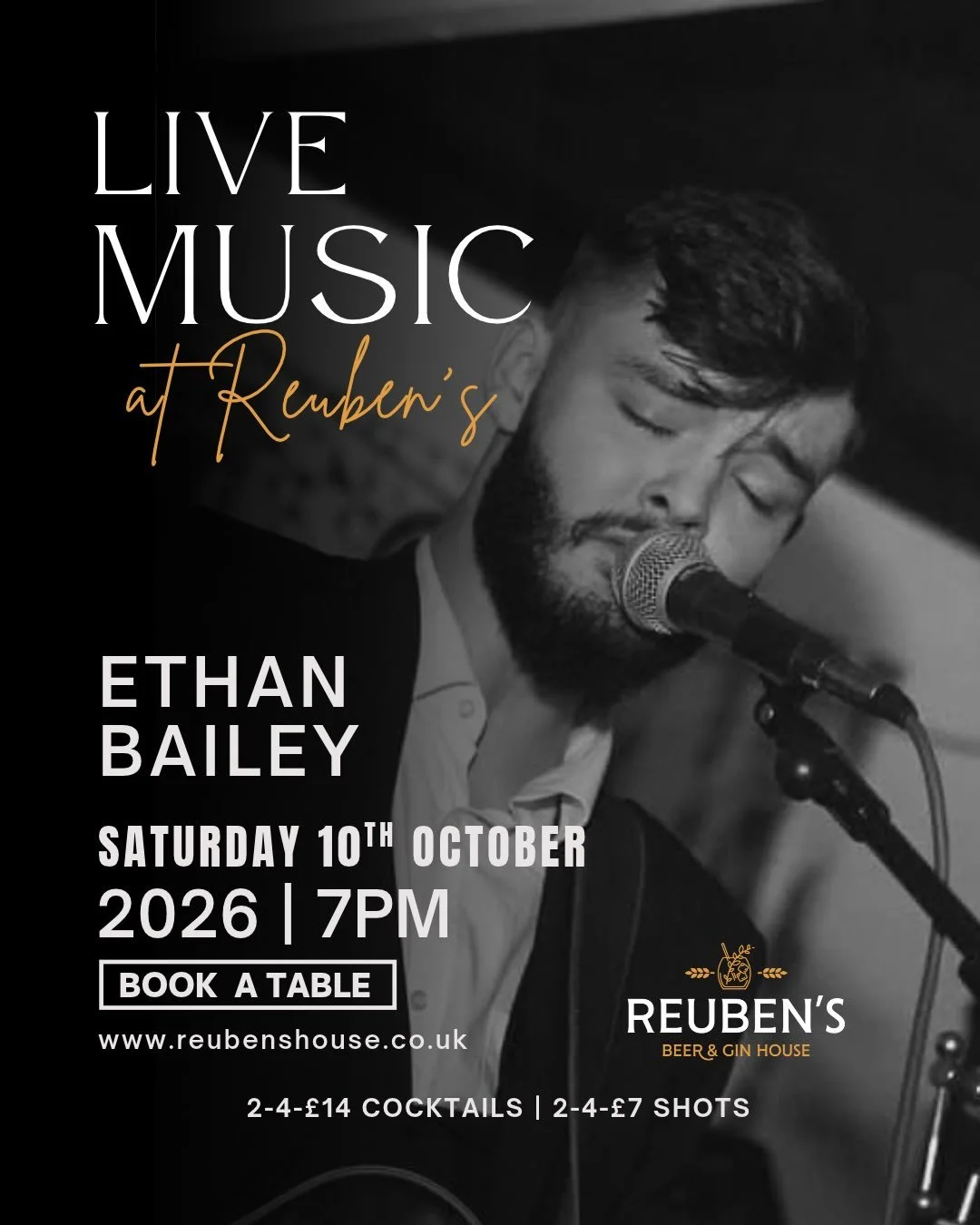 This Saturday, get yourselves down to Reuben&rsquo;s! 🍻

Cold pints, 2 for &pound;14 cocktails, great vibes and some fantastic live music from @e.baileymusic 🎶

Swipe ➡️ to see a few snippets from our recently launched Open Mic Night - now happenin