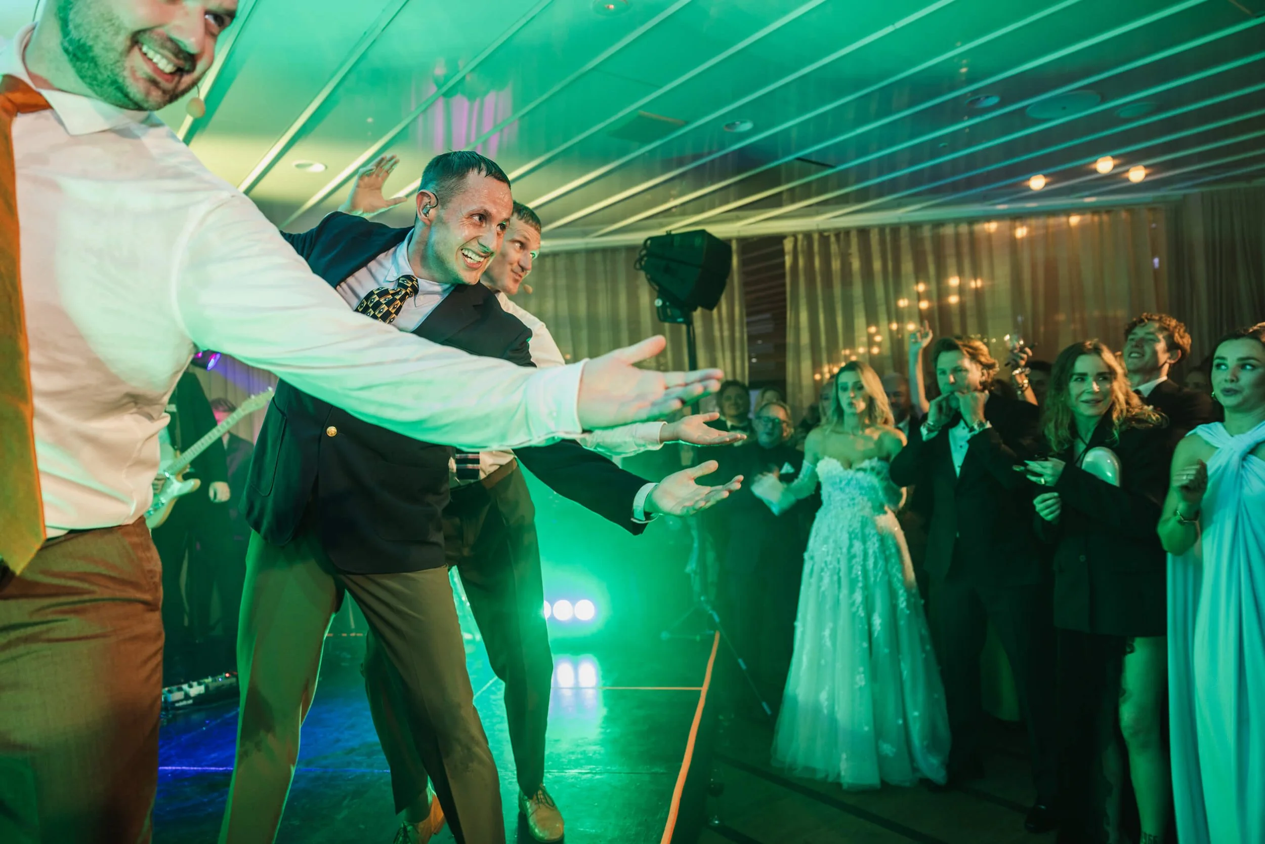 Benjamin Hav and Det Vildeste Band performing live during the wedding celebration at Café Opera in Stockholm