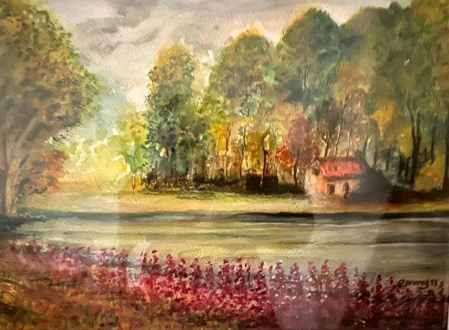 Cottage by the water, water colour, 35x45 cm