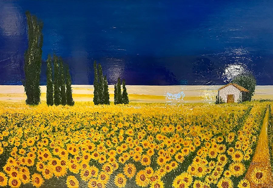Sunflower field, oil on canvas, 120x80 cm