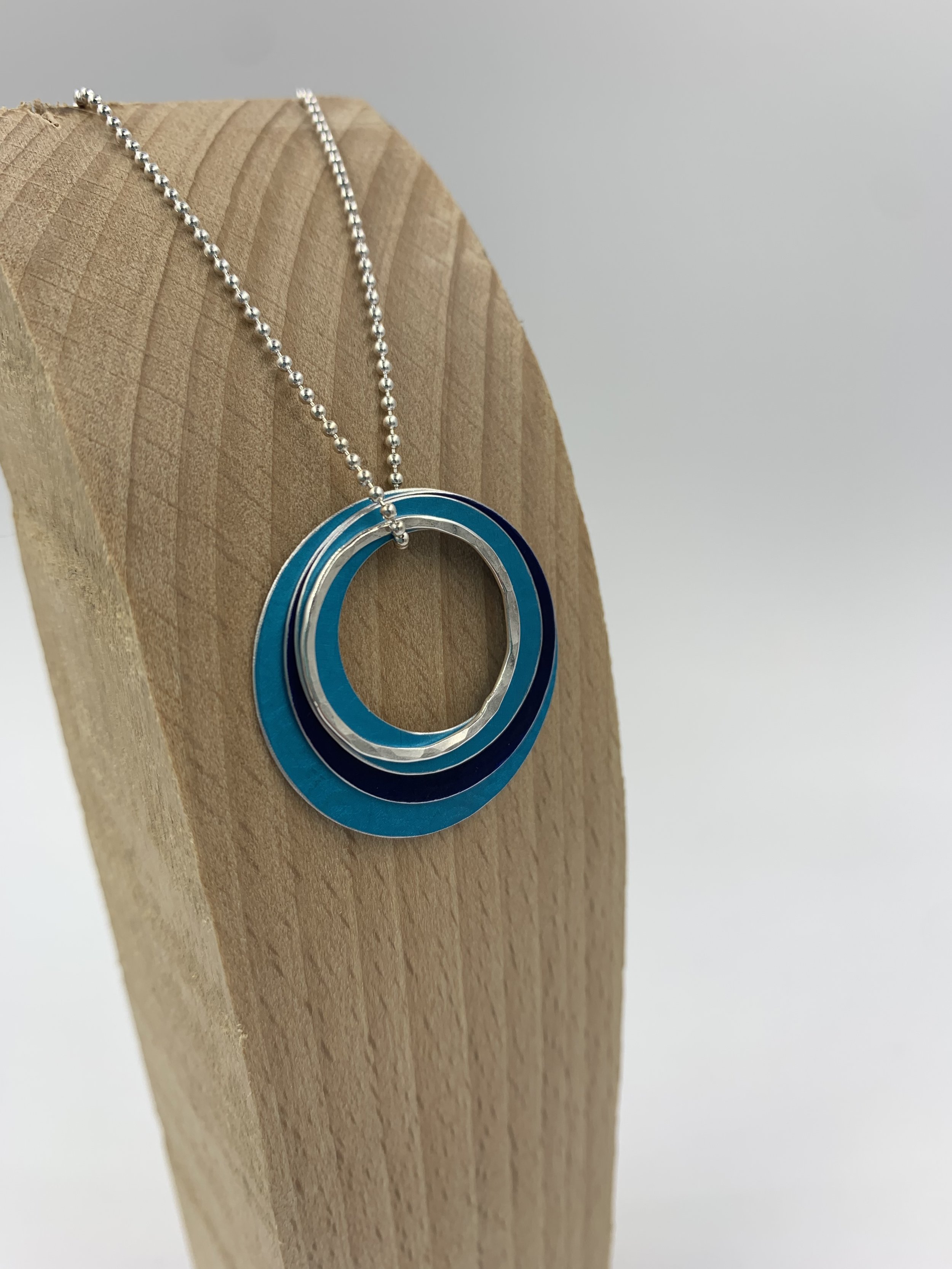 Ripple pendant in navy turquoise and silver