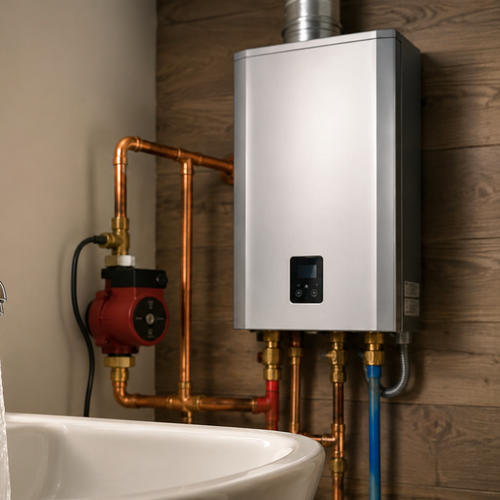 Two-home water heater systems compared side-by-side