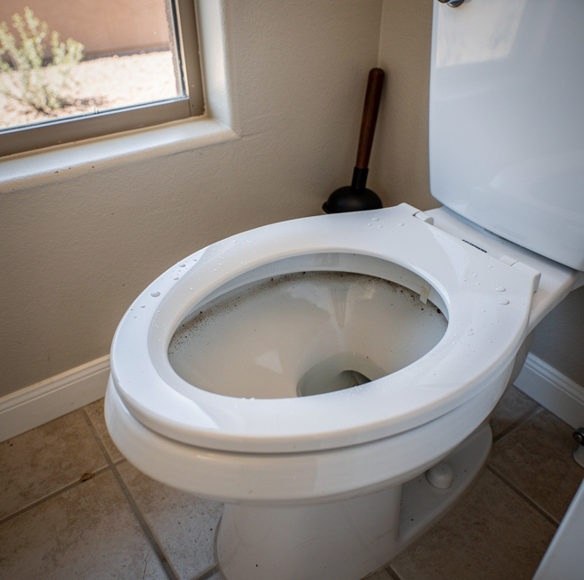 pressure assist toilet tank open showing sealed vessel