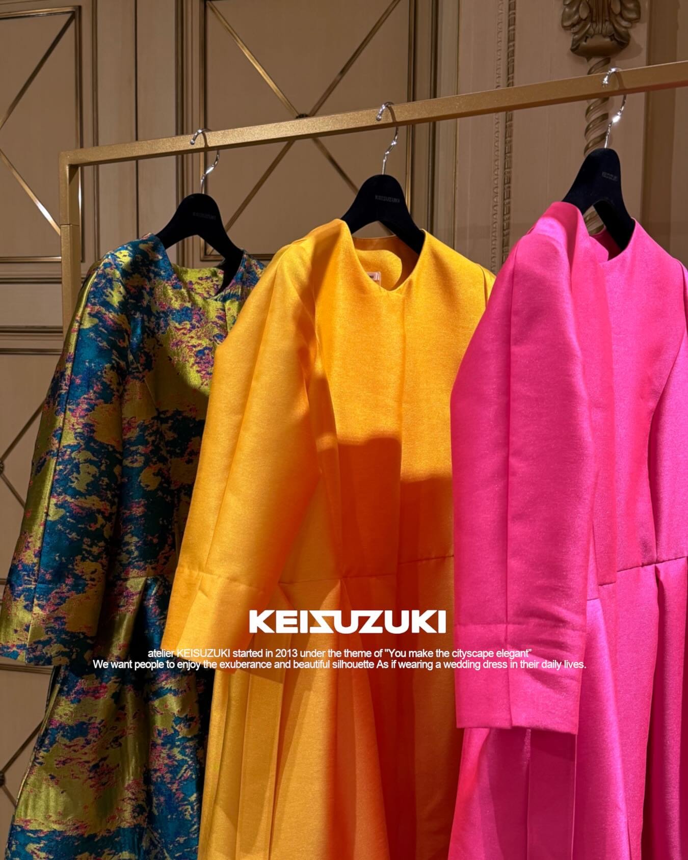 Design:UNI
Fabric:asatsuyu,mikado(from left)
Color:multi,yellow,neon pink