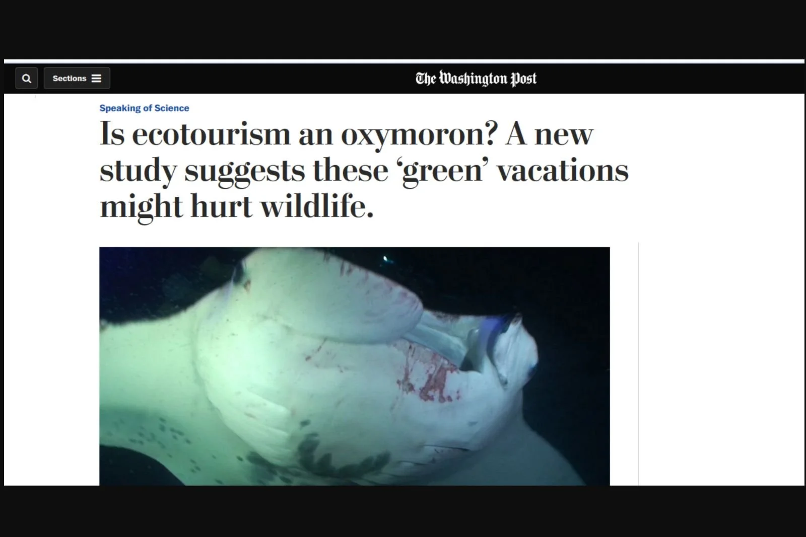 New study suggests that "green" vacations might hurt wildlife