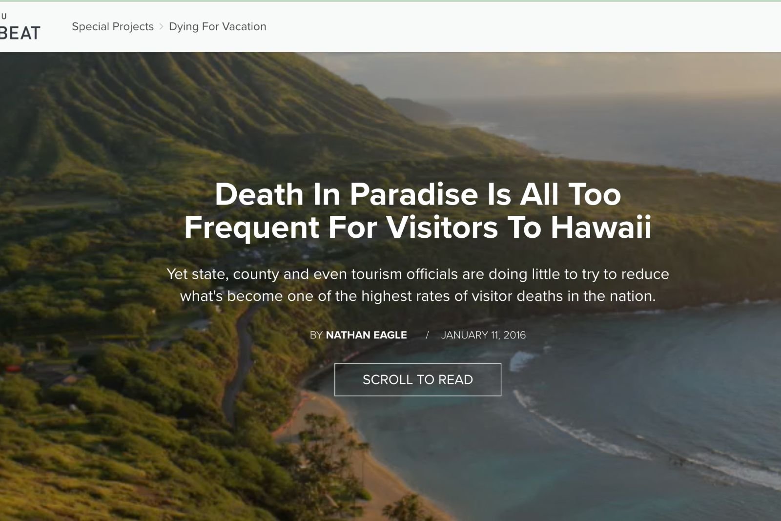 Death in Paradise is all too frequent for visitors of Hawaii