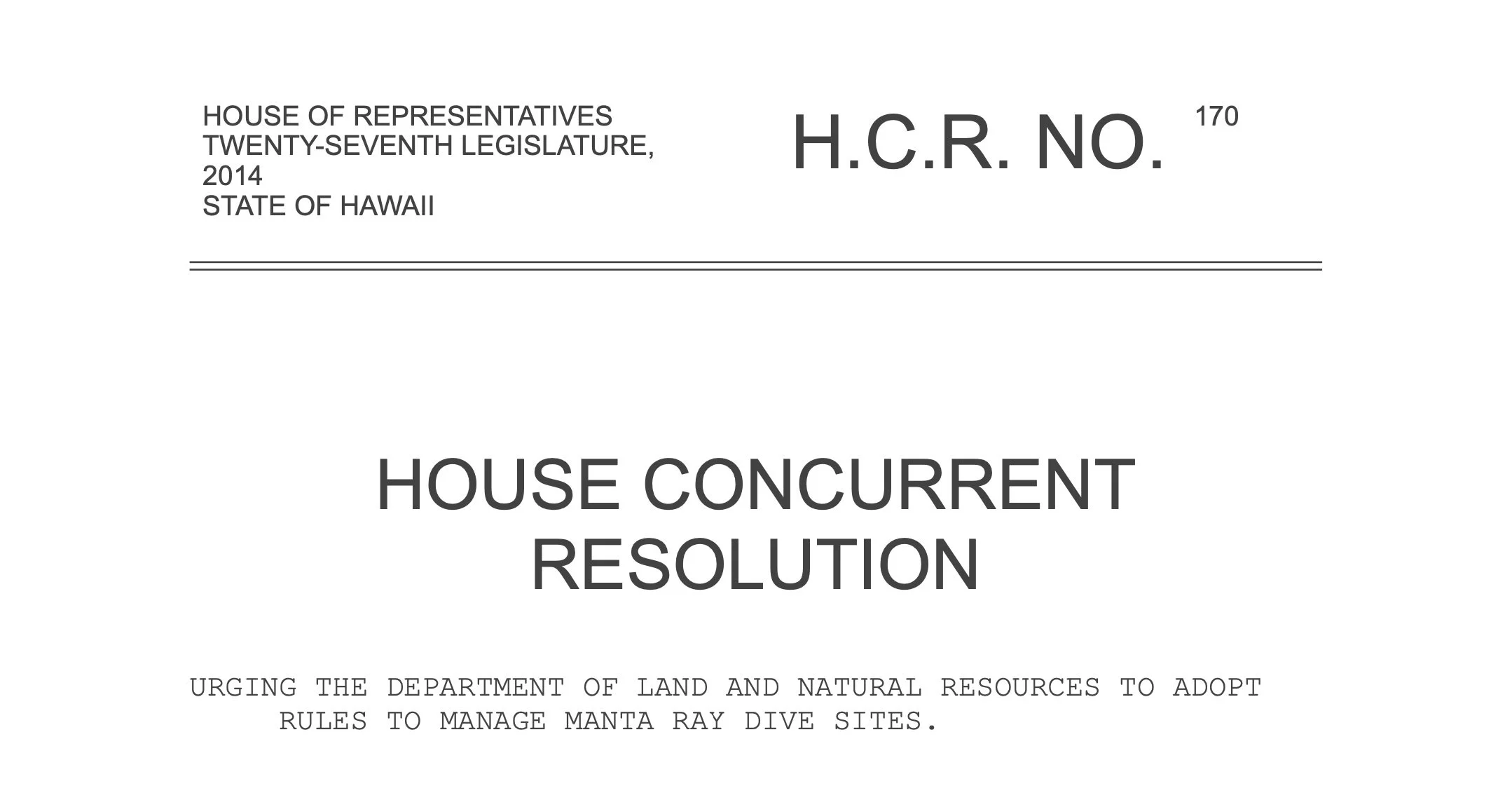 HCR resolution 170 (2014)
