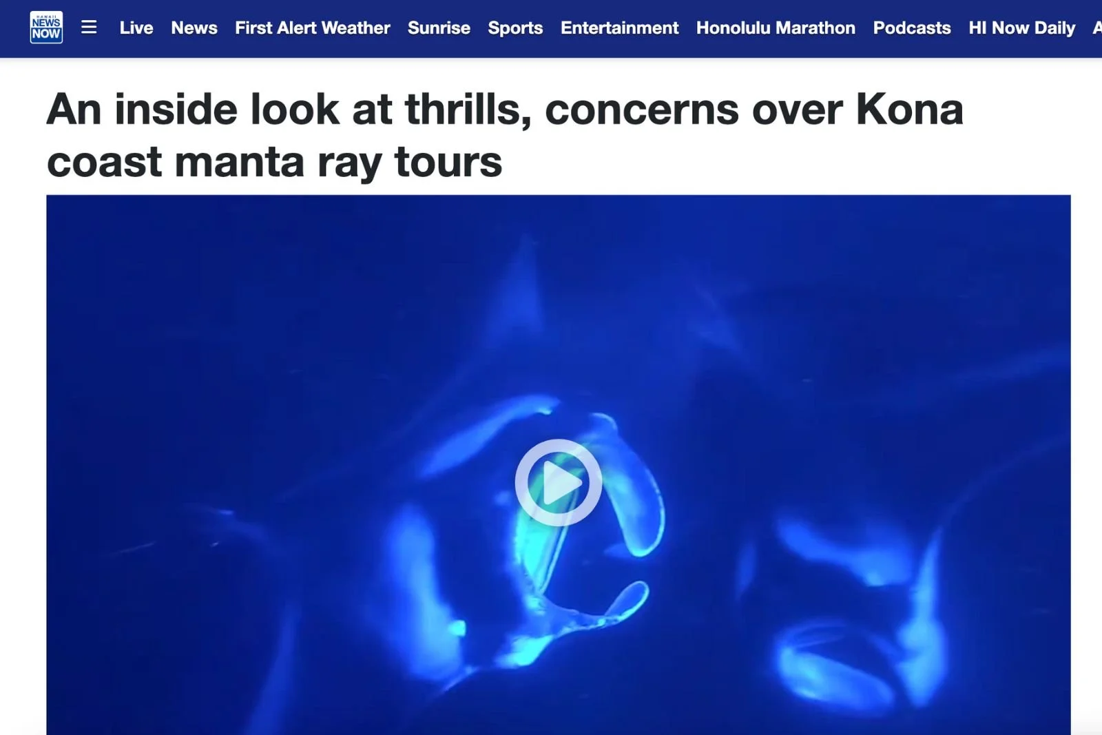 Concerns over Kona coast manta ray tours