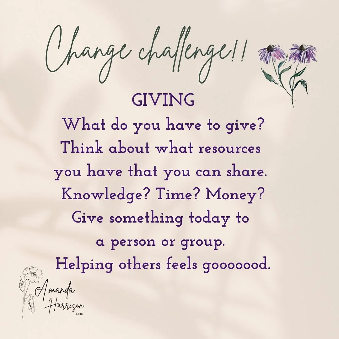 I&rsquo;m bringing back the Change Chellenge!! This one is all about giving! Think about what you have, what skills, kindness, abilities or purpose is unique to you. Share that with others. Giving does not need to be monetary (although it can be and 