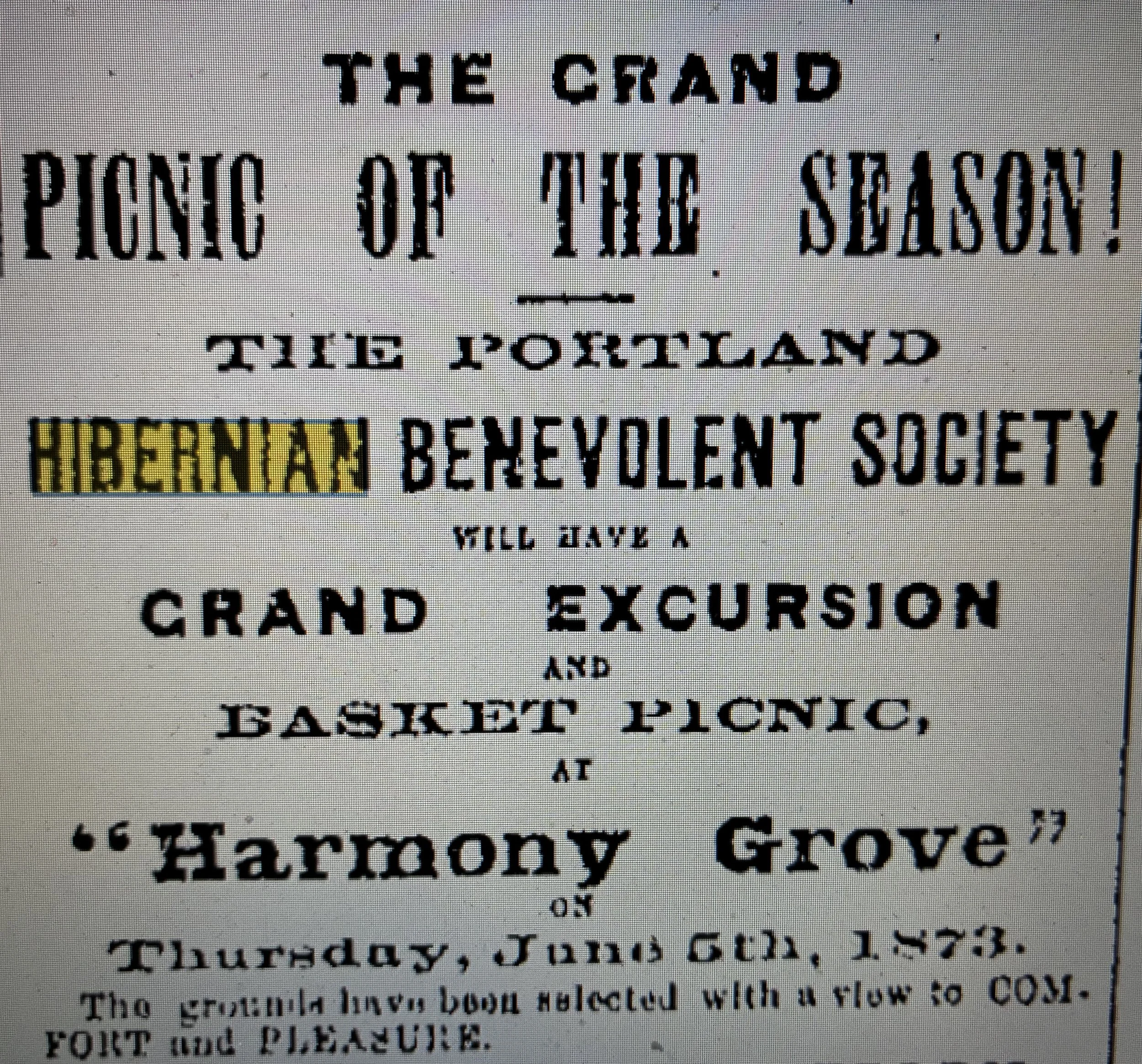 The Irish Picnic is part of our history here
