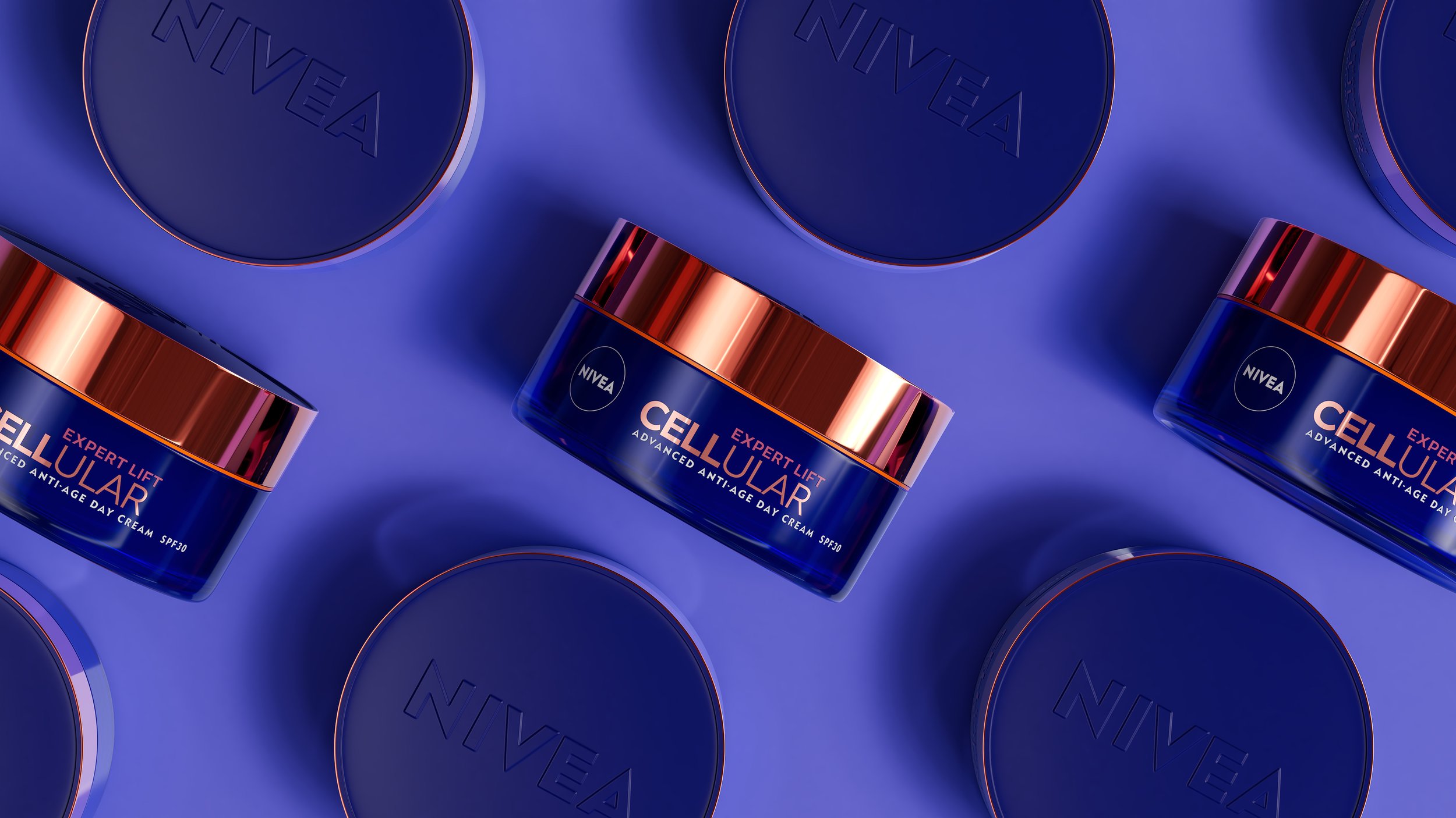 Discover detailed 3D renders showcasing Nivea's advanced anti-age night cream, emphasizing its luxurious formulation and elegant design.