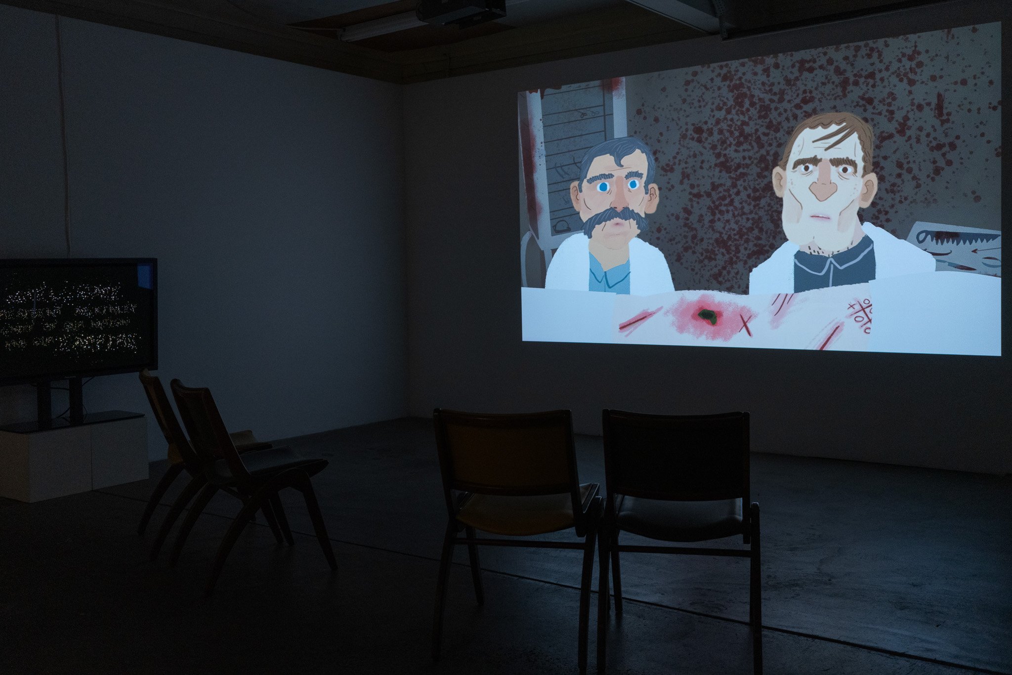   Kate Rhoades: Propaganda of the Deed , 2020, installation view, The Buffalo Institute for Contemporary Art. Photo: Nando Alvarez-Perez. 