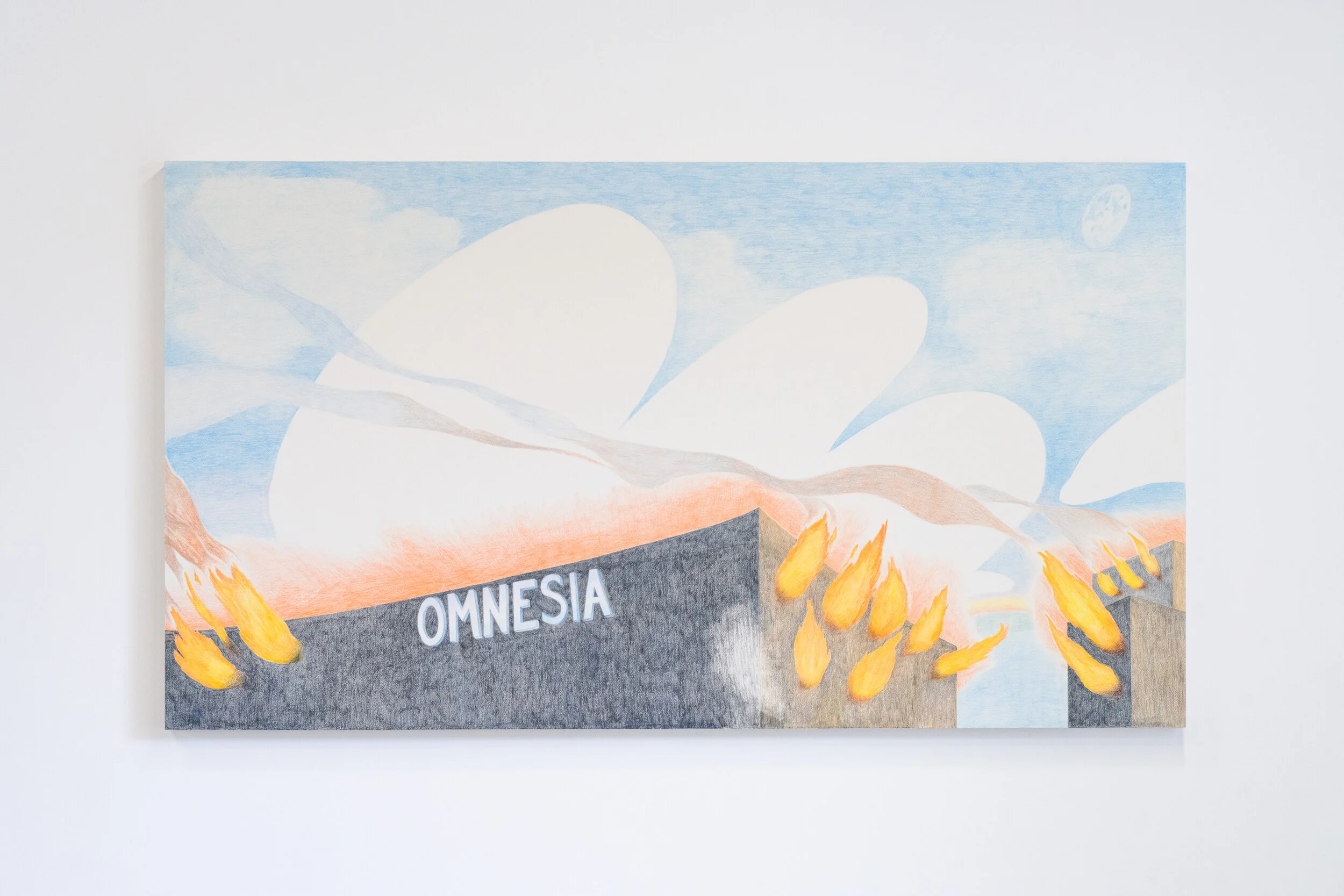  Lex Brown,  Riot , 2021. Colored pencil on panel, 40 x 73 inches. Courtesy of the artist and Deli Gallery. Photo: Nando Alvarez-Perez. 