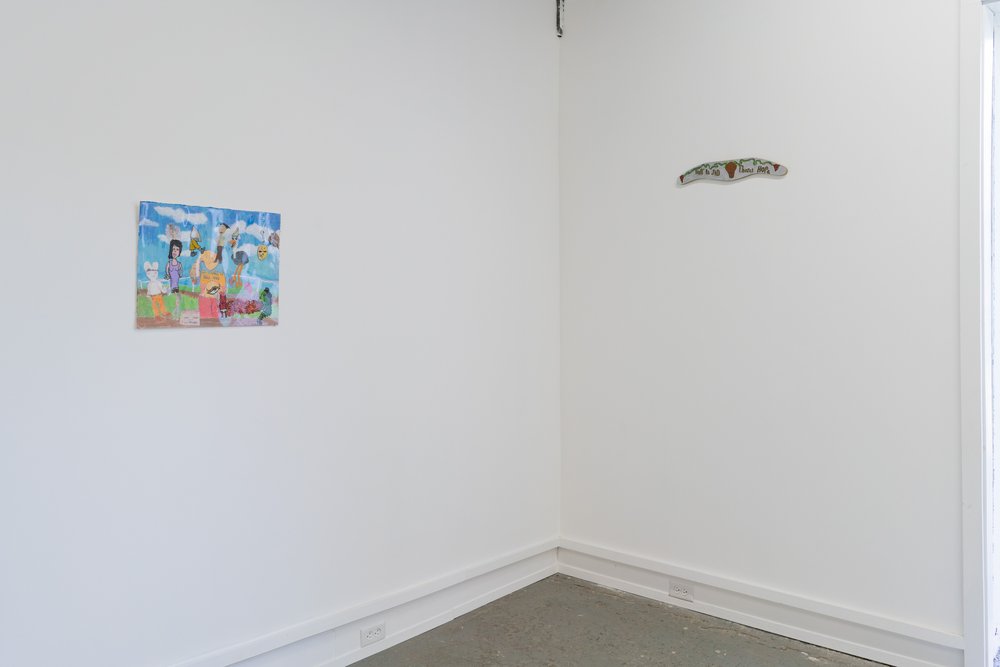  Left: Larell Potter,  I woke up this way , 2022. Mixed media, 19 ¾ x 15 ¾ inches.   Right: Larell Potter,  Don’t be sad , 2022. Mixed media, 20 ¼ x 3 ¾ x ½ inches.&nbsp;  Both courtesy of the artist and Starlight Studio. Photo: Nando Alvarez-Perez&n