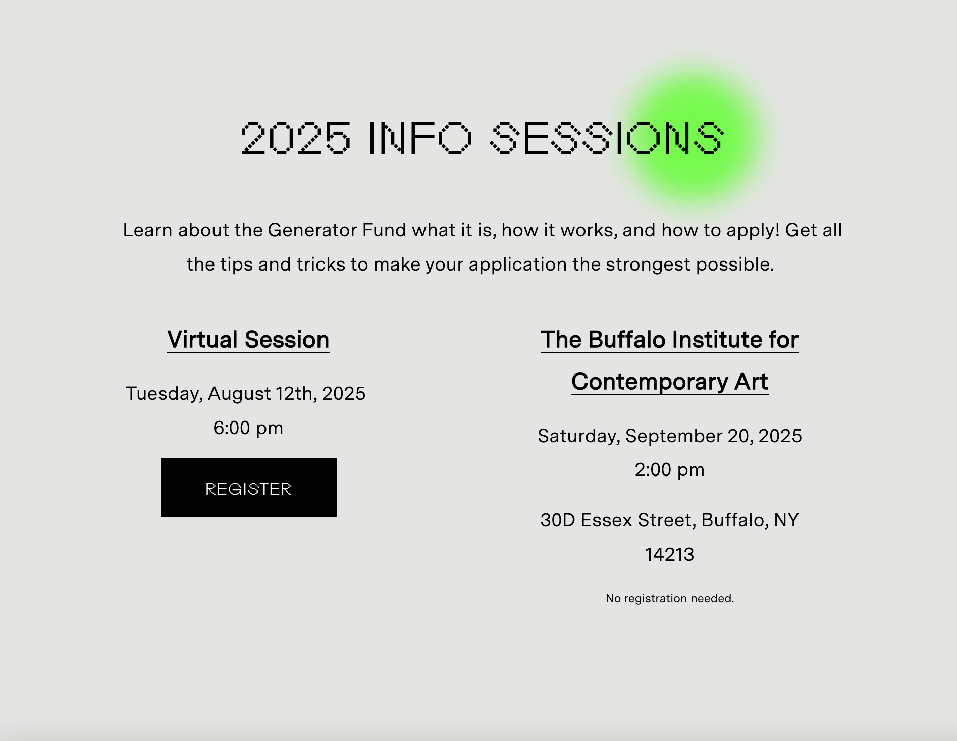 Generator Fund Virtual Info Session