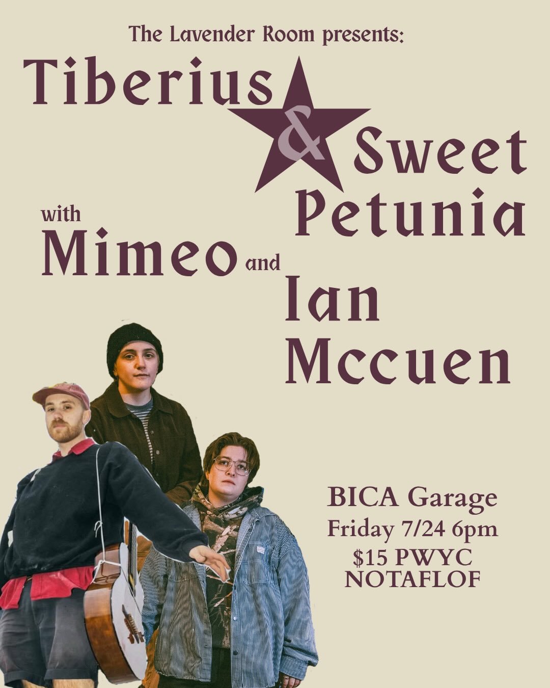 The Lavender Room Presents: Tiberius & Sweet Petunia with Mimeo and Ian Mccuen