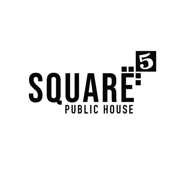 Logo for Square Public House featuring the word 'SQUARE' with a stylized 5 in a black square.