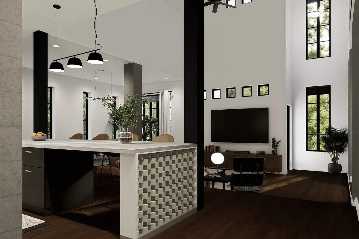 Entrees 4.0 - Looking towards the kitchen and sunken living room from the main hallway

#architecture #design #interiordesign #interior #homedecor #architect #home #architecturelovers #construction #homedesign #building #archilovers #interiors #luxur