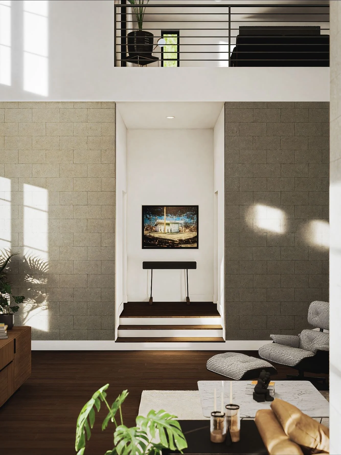 Entrees 4.0 - Looking towards the sunken living room and loft from the dining room

#architecture #design #interiordesign #interior #homedecor #architect #home #architecturelovers #construction #homedesign #building #archilovers #interiors #luxury #d