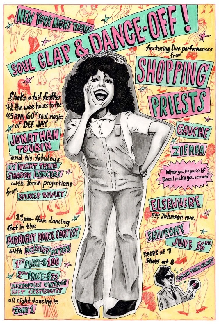 Soul Clap & Dance-Off poster with Poly Styrene featuring live Shopping. June 2018.