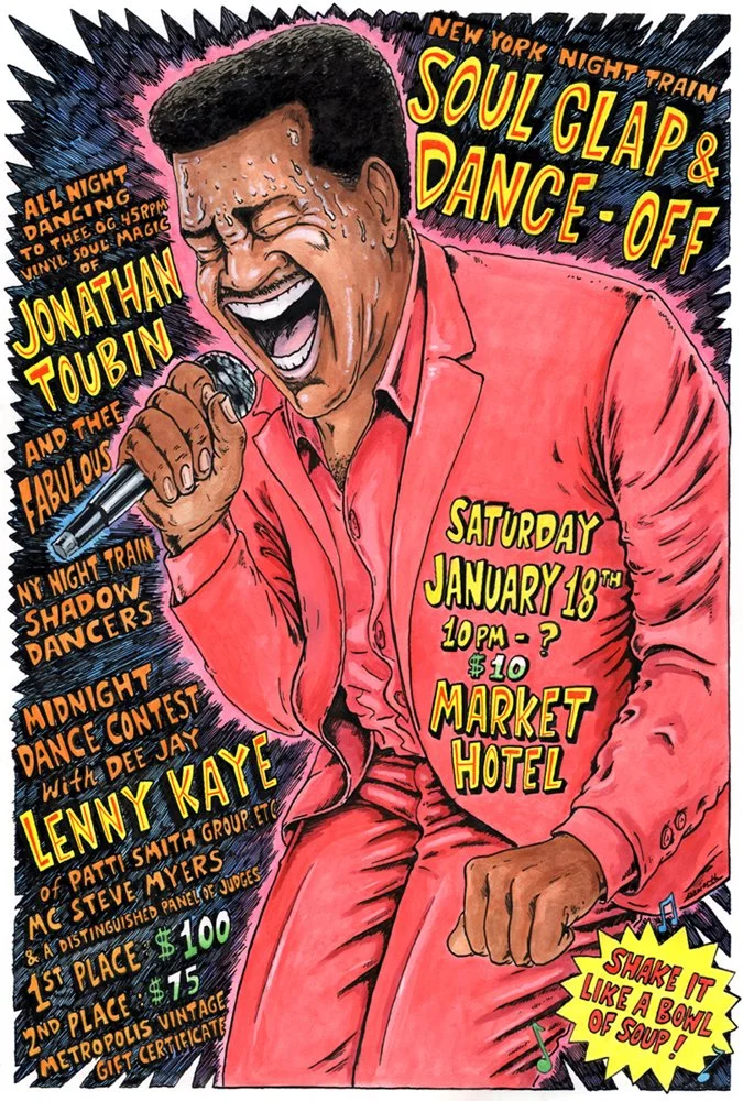 Soul Clap & Dance-off poster with Otis Redding  and featuring guest DJ Lenny Kaye (The Patti Smith Group). January 2020.