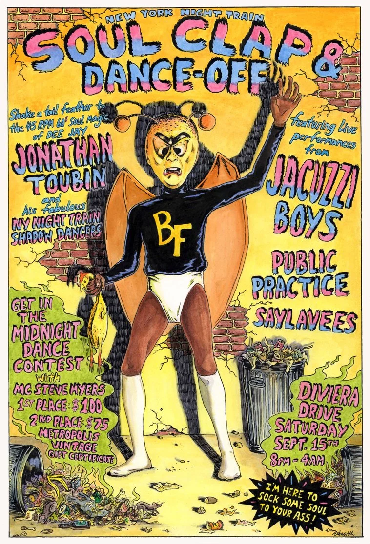 Soul Clap & Dance-Off poster with Blowfly featuring live Jacuzzi Boys. September 2018.