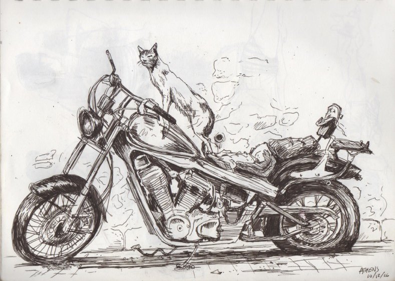 Still life drawing from a sketchbook I kept while I traveled throughout Europe in 2016.