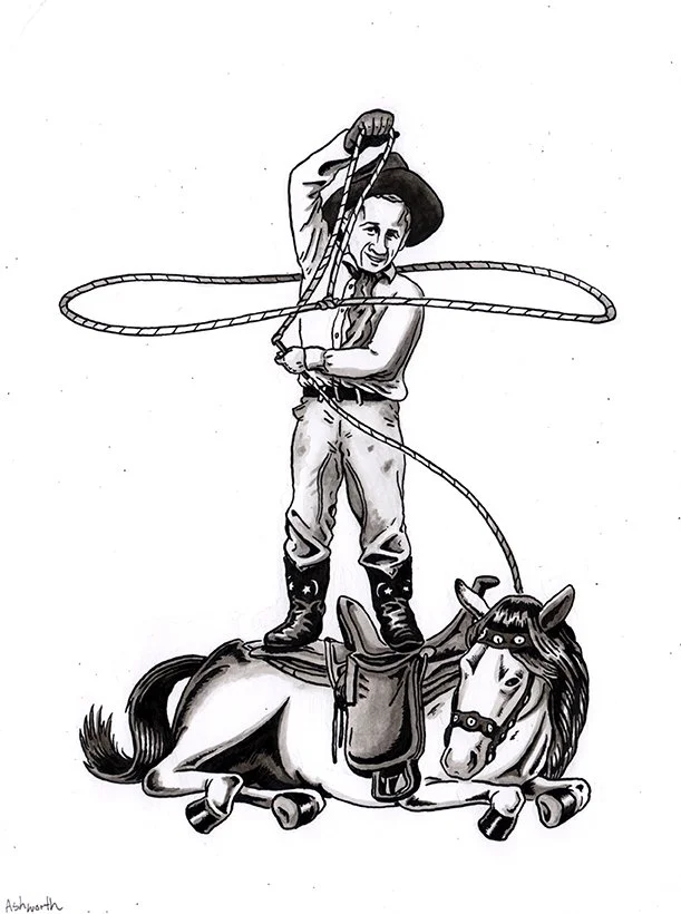 Tattoo for a friend, based off a portrait of his cowboy grandfather.