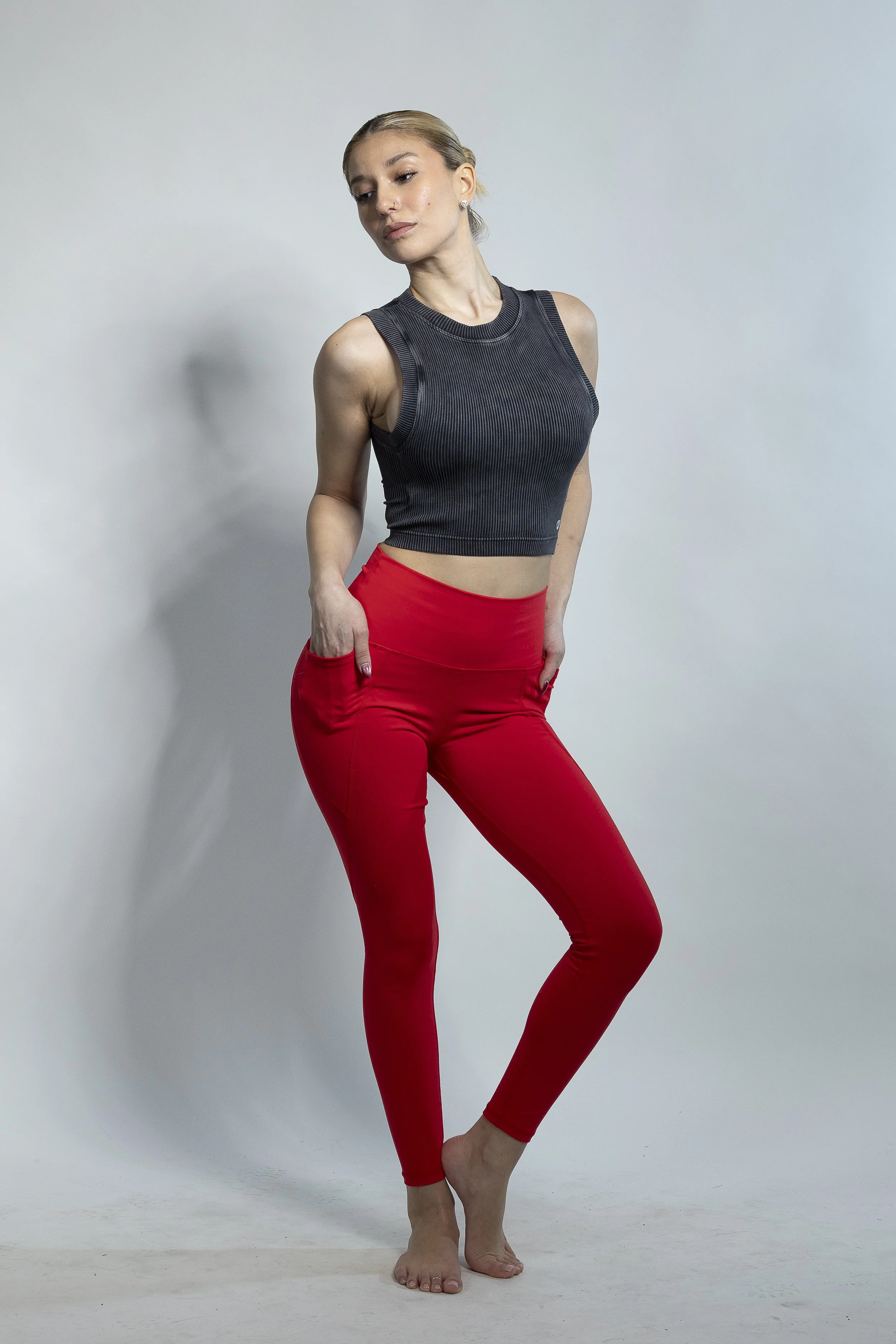 Fiery Red Pocket Leggings
