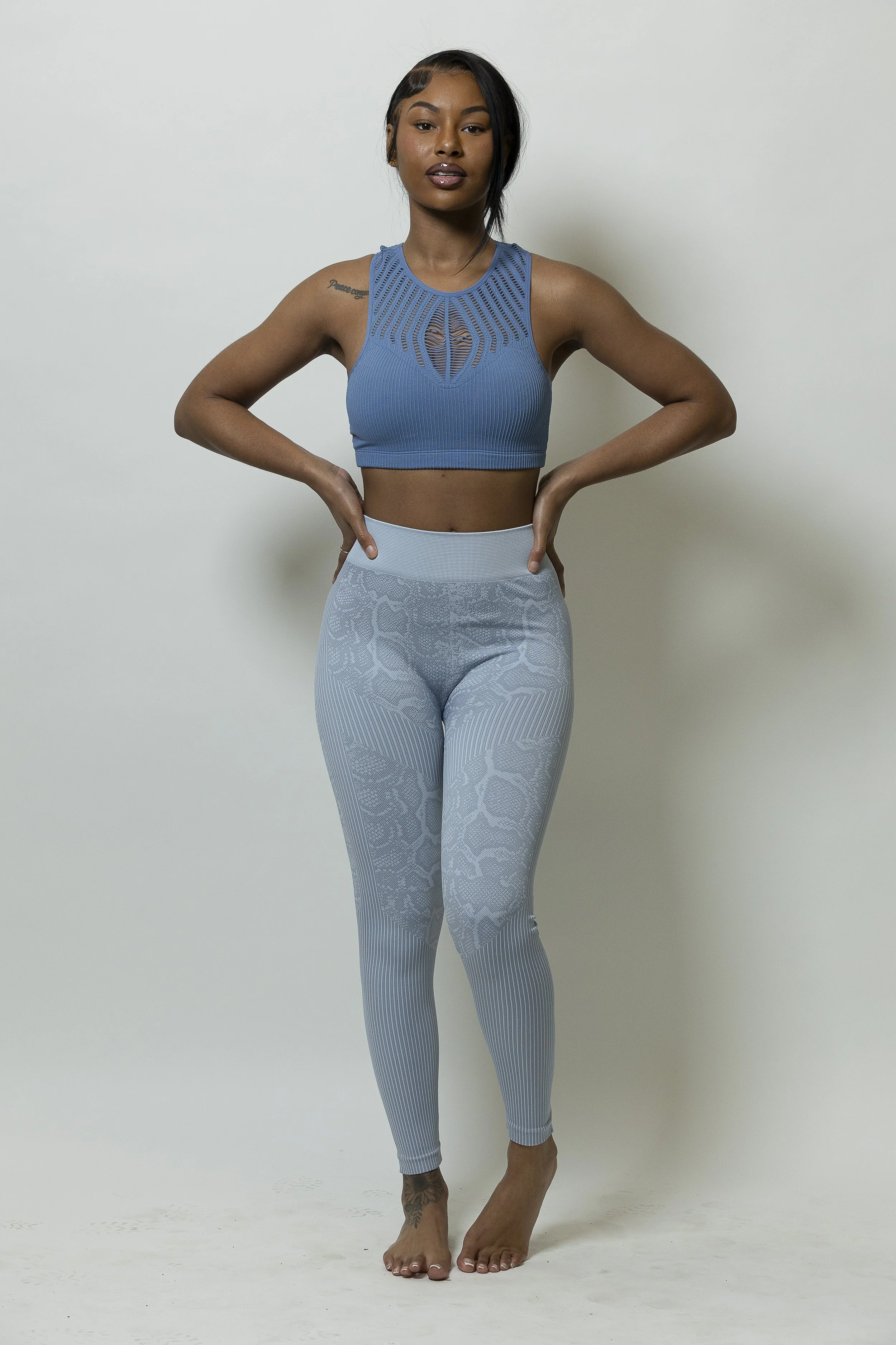 Seamless Snake Charmer Leggings-Baby Blue