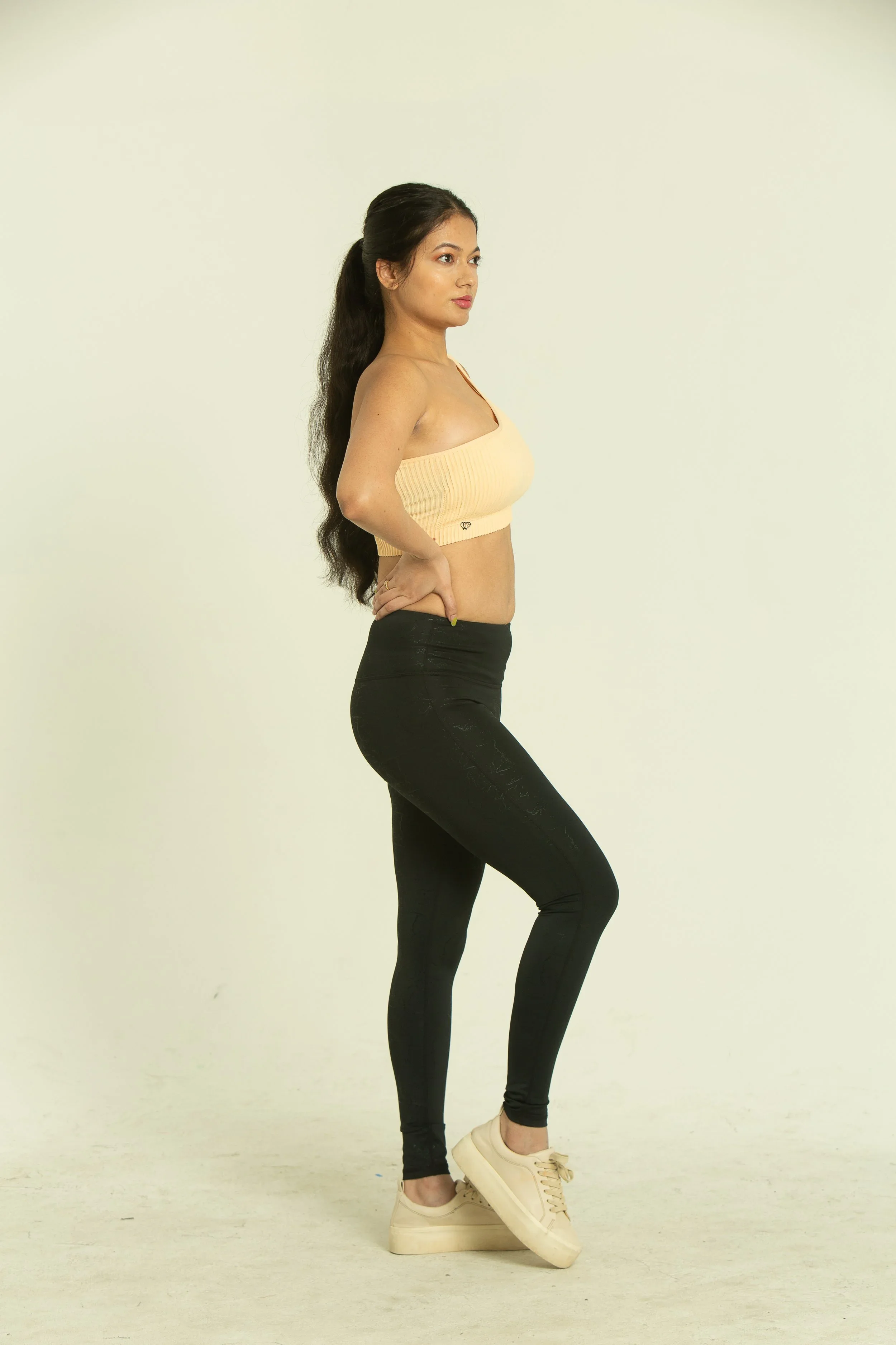 Nude double strap one shoulder sports bra_image-03.webp