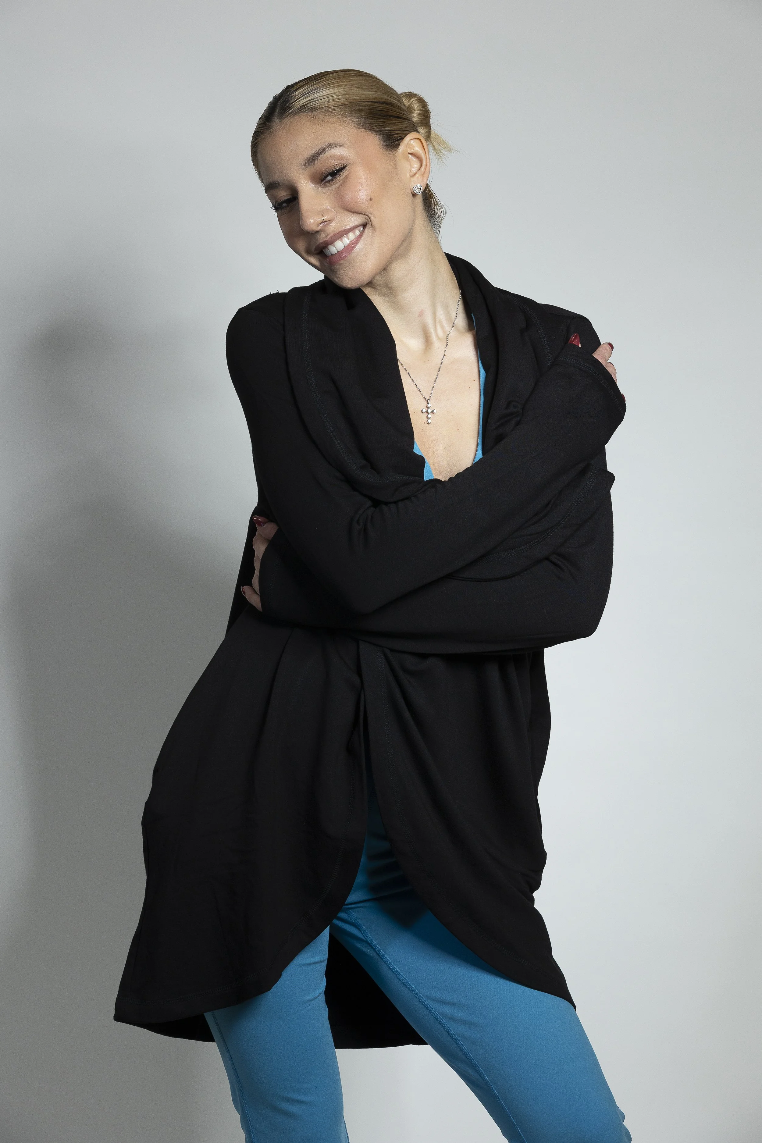 Cozy Chic Black Cardigan with Side Pockets