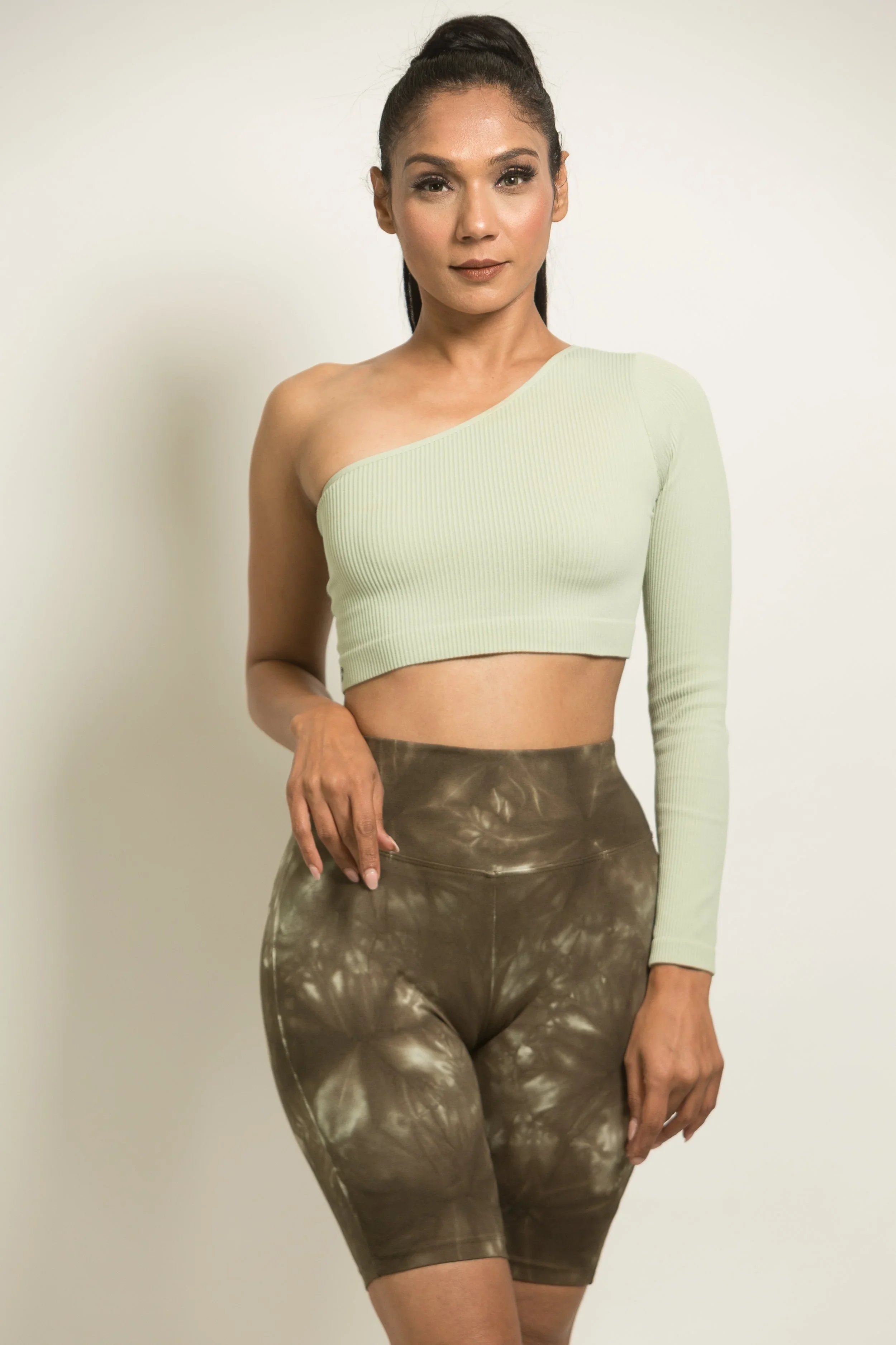 One shoulder Crop Top-Pale Green_image-01.webp