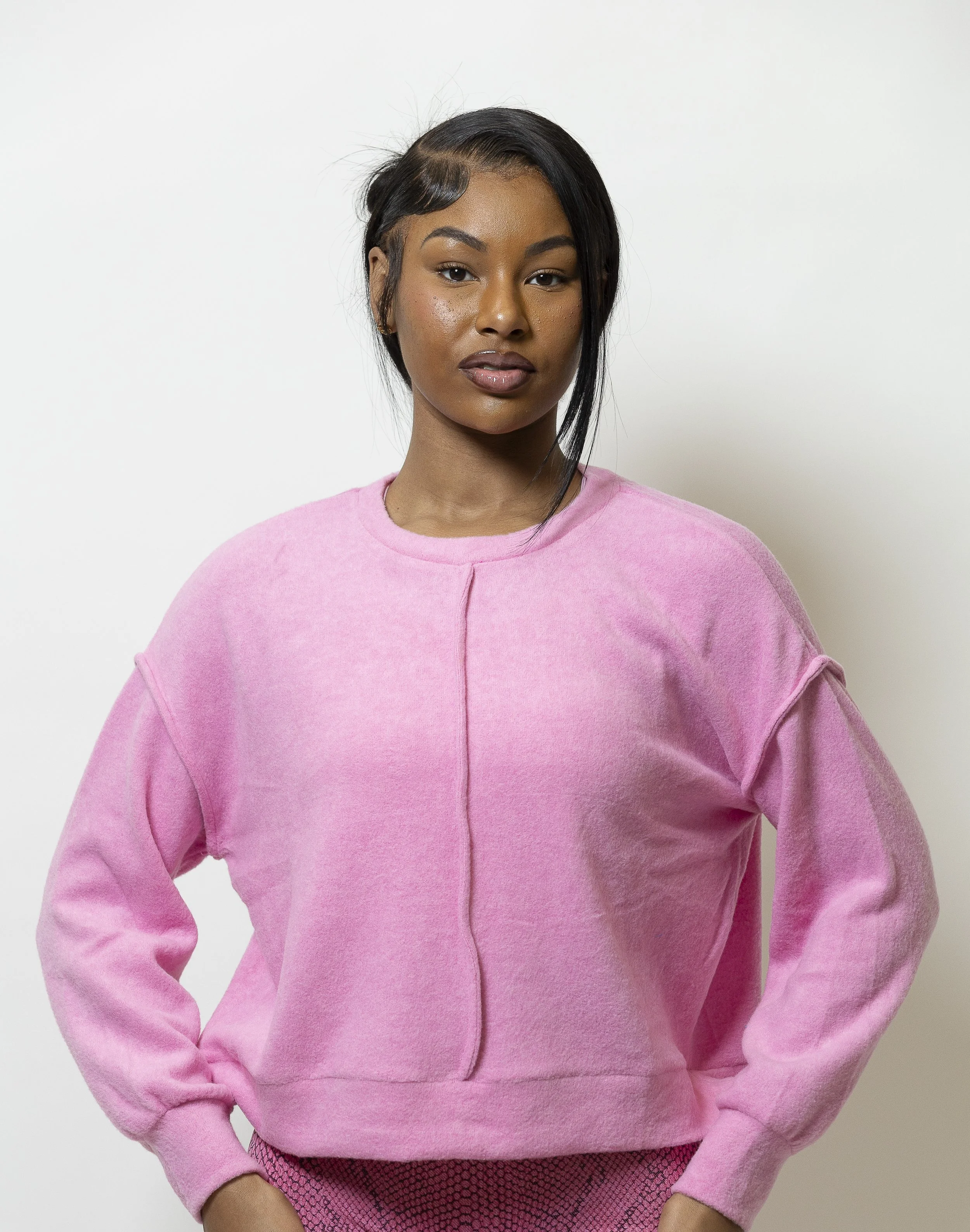 CozyCloud Crewneck Sweater-Pink