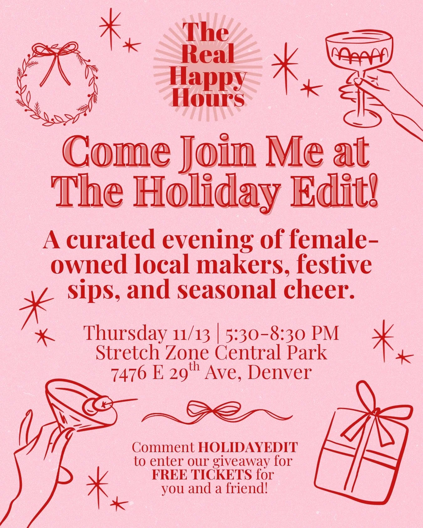 ✨ Giveaway time! ✨

I&rsquo;ll be popping up at The Holiday Edit &mdash; a curated evening of local makers, festive sips, and seasonal cheer 🎁 And I&rsquo;ve got FREE tickets for you + a friend!

Here&rsquo;s what&rsquo;s included with your ticket:
