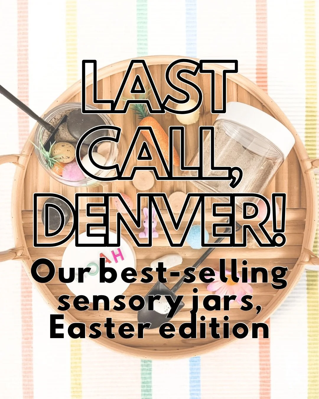 Hey Denver! Last chance to grab our Easter sensory jars 🐣

These were such a hit for Valentine&rsquo;s Day, so we made a limited-edition Easter version. Perfect for basket fillers, little gifts, or just something fun to keep kids busy while you rela