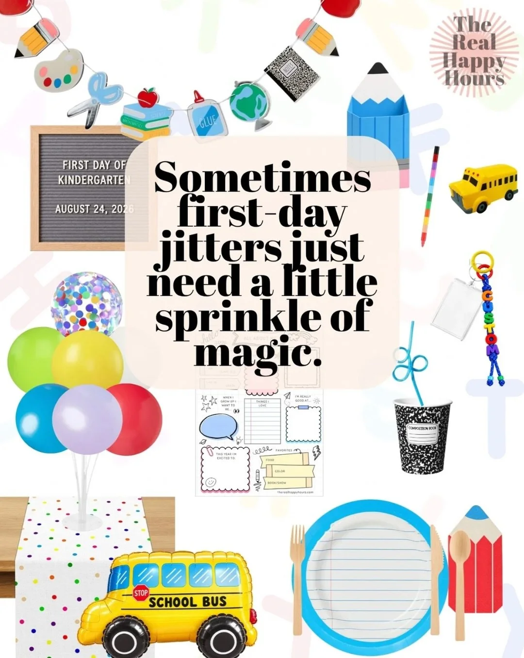 A few weeks ago, a mom reached out and asked if I&rsquo;d ever considered creating a Party-in-a-Box for the first day of school. ✏️

Her four-year-old was starting at a new school, and she wanted the morning to feel more celebratory than scary.

Obvi