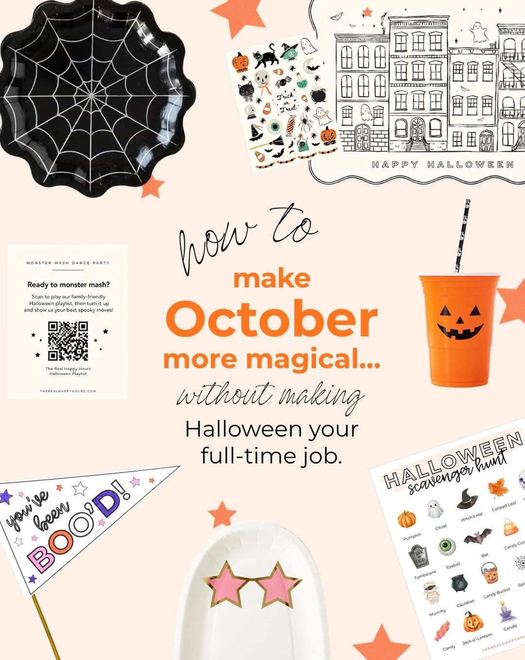 Our Halloween Box, reimagined. 🎃✨

This year, we reimagined The Real Happy Halloween Box as a ready-to-go stash of festive tableware, activities + little surprises designed to make ordinary October moments feel more magical, all month long. 

Pull i
