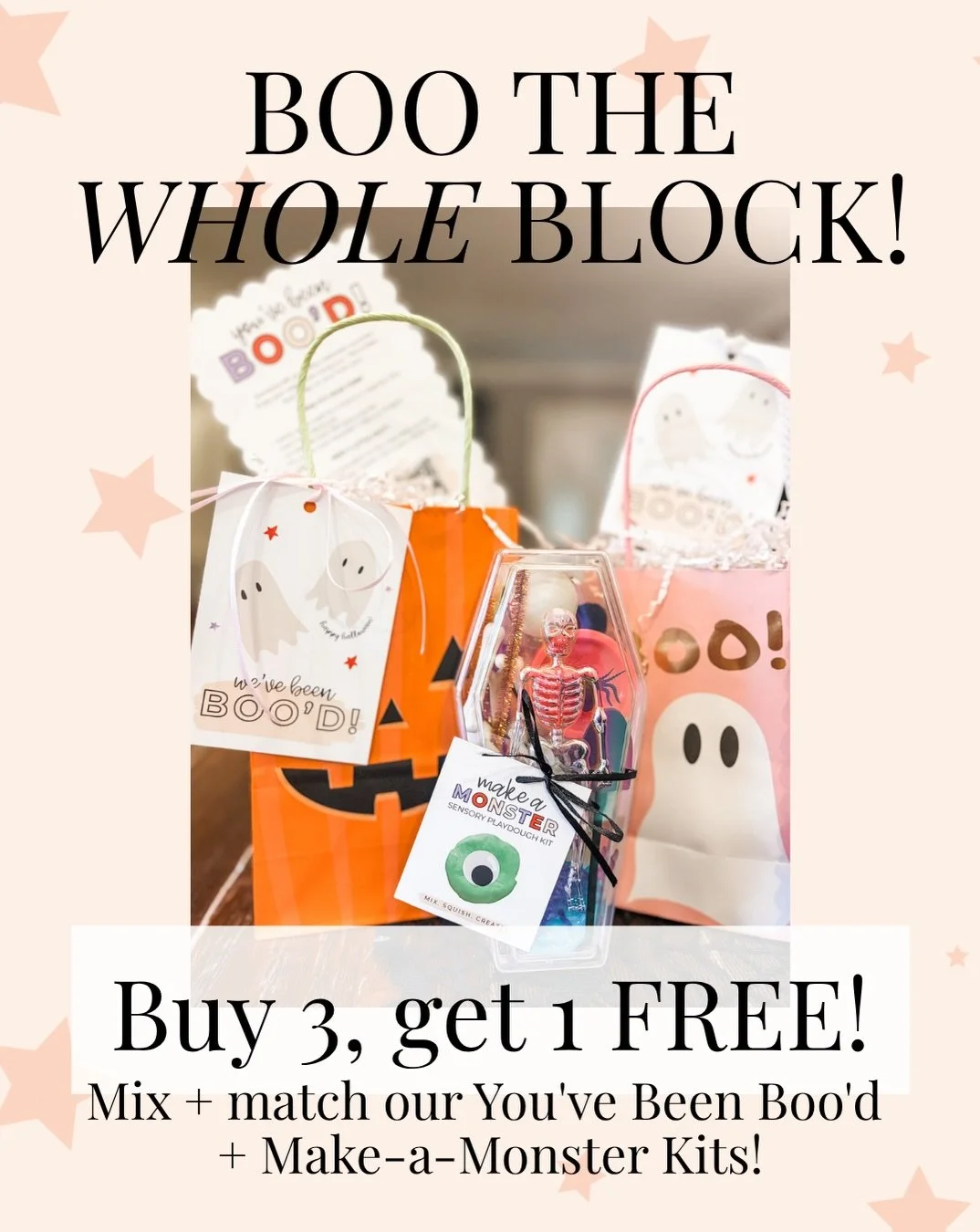 BOO THE WHOLE BLOCK! 👻🎃

One of our favorite Halloween traditions is Boo&rsquo;ing our neighbors, and we&rsquo;re making it even easier to spread a little Halloween magic!

Our You&rsquo;ve Been Boo&rsquo;d Kits include everything you need to surpr