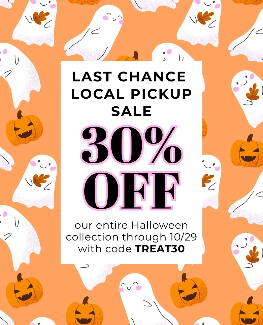 Last call for Halloween. 🎃👻

We&rsquo;re clearing out our Halloween stash, which means 30% off our entire Halloween Collection for local pickup in Central Denver.

From party supplies to fun activities + little surprises for the kids, there&rsquo;s