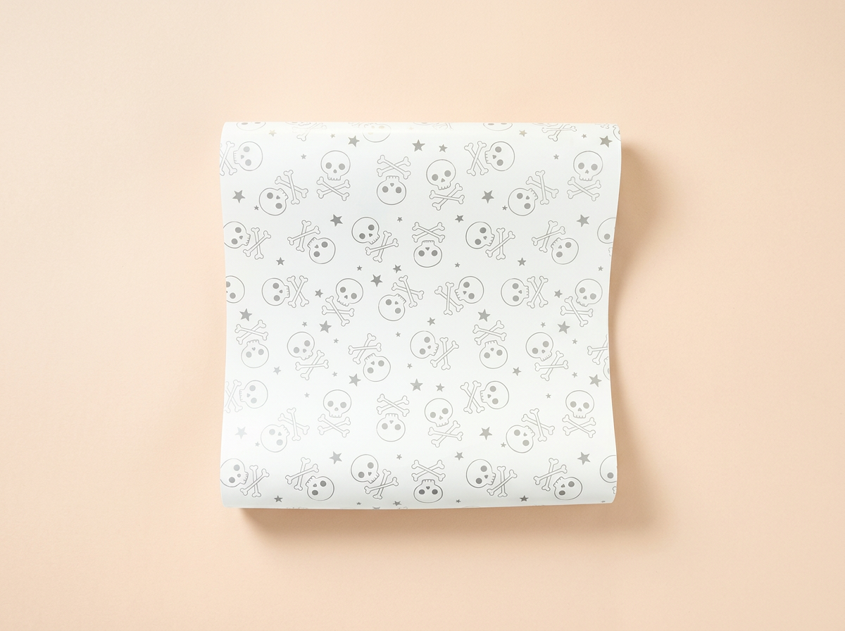 White & Silver Cross Bones Table Runner